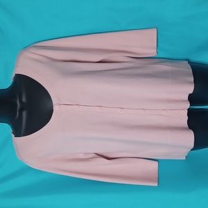 Bhs Women's Pink Button Front 3/4 Sleeve Sweater. Size 16